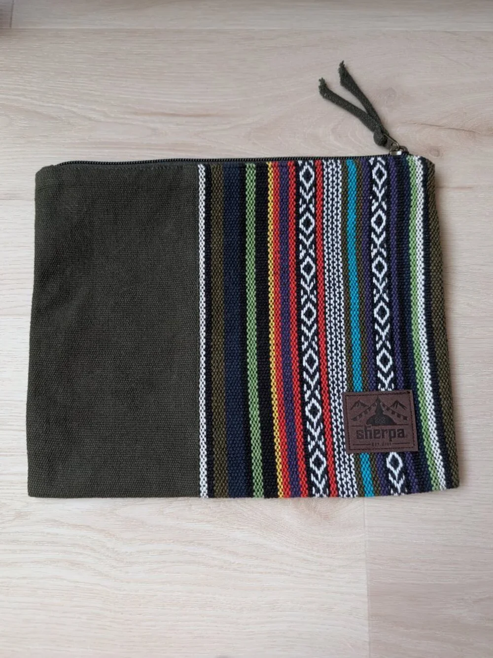 Sherpa Adventure Gear Nepal Woven Striped Canvas Zipper Pouch Zip Clutch OS